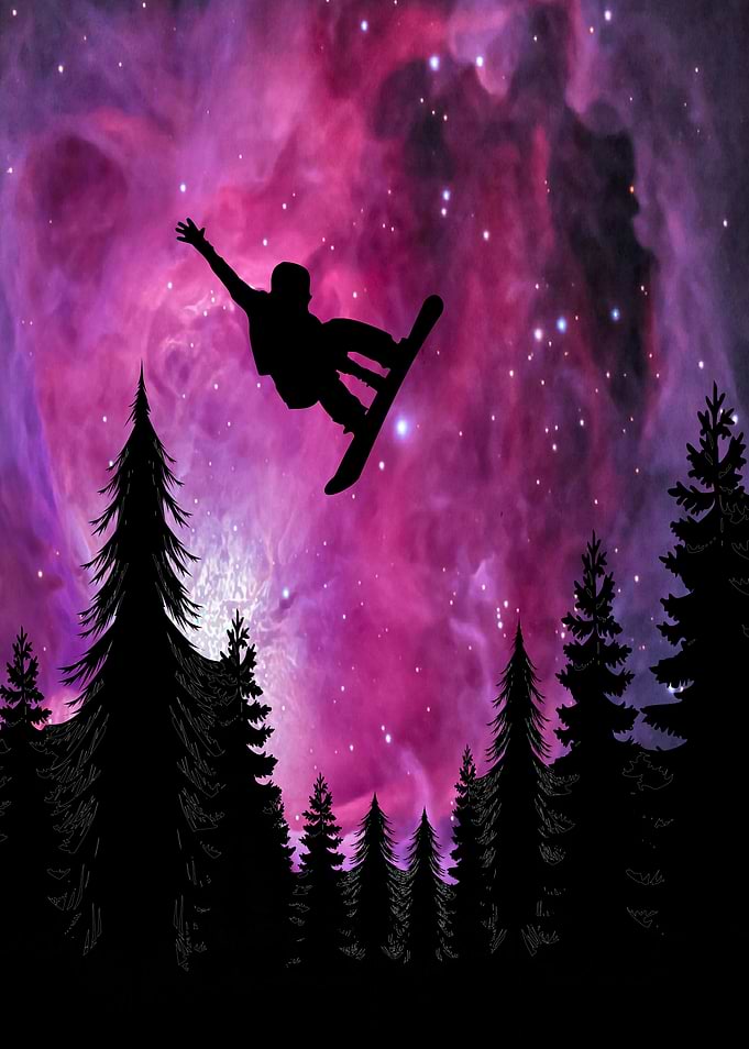 Pink Space Snowboard Jump
