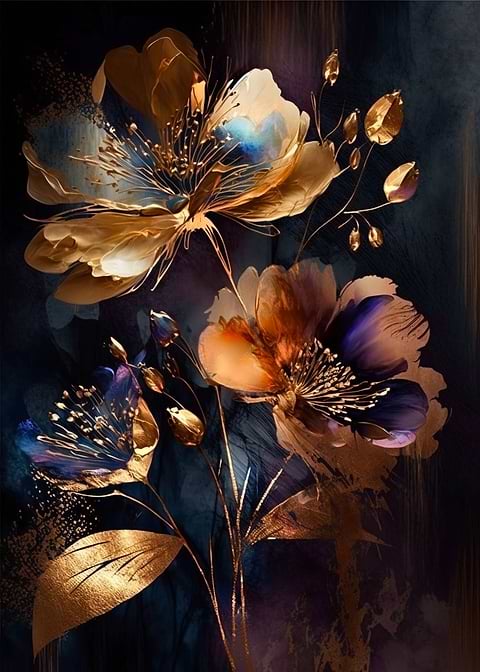 Textured Floral Delight — metal poster wall art