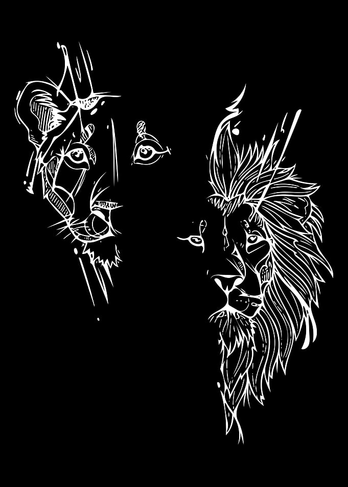 Lions Partner Line Art