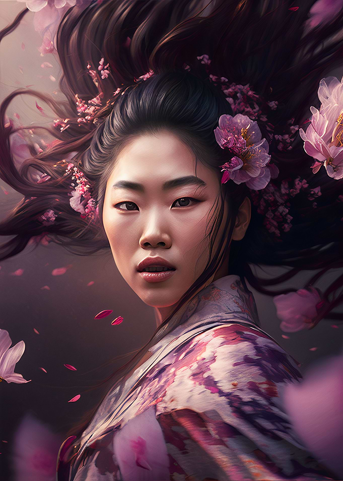 Geisha with flowers