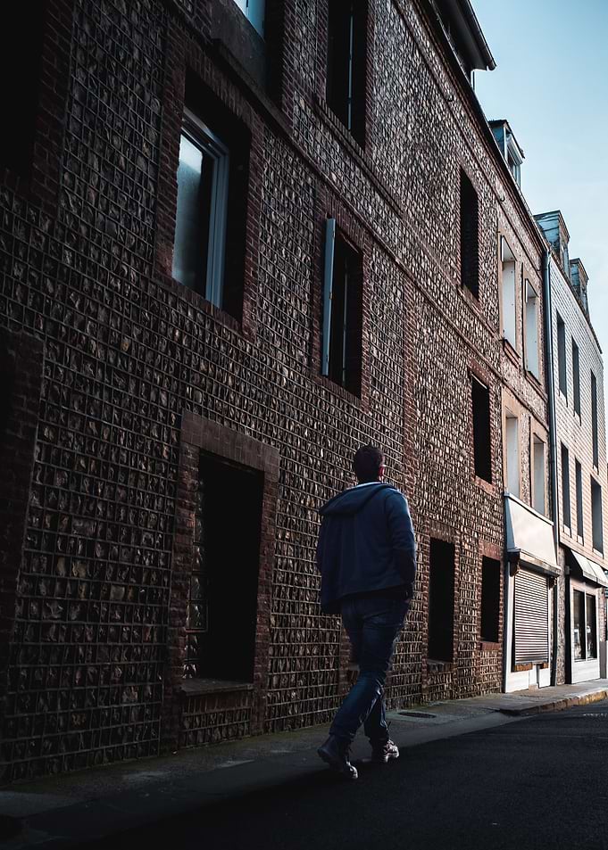 A man walks