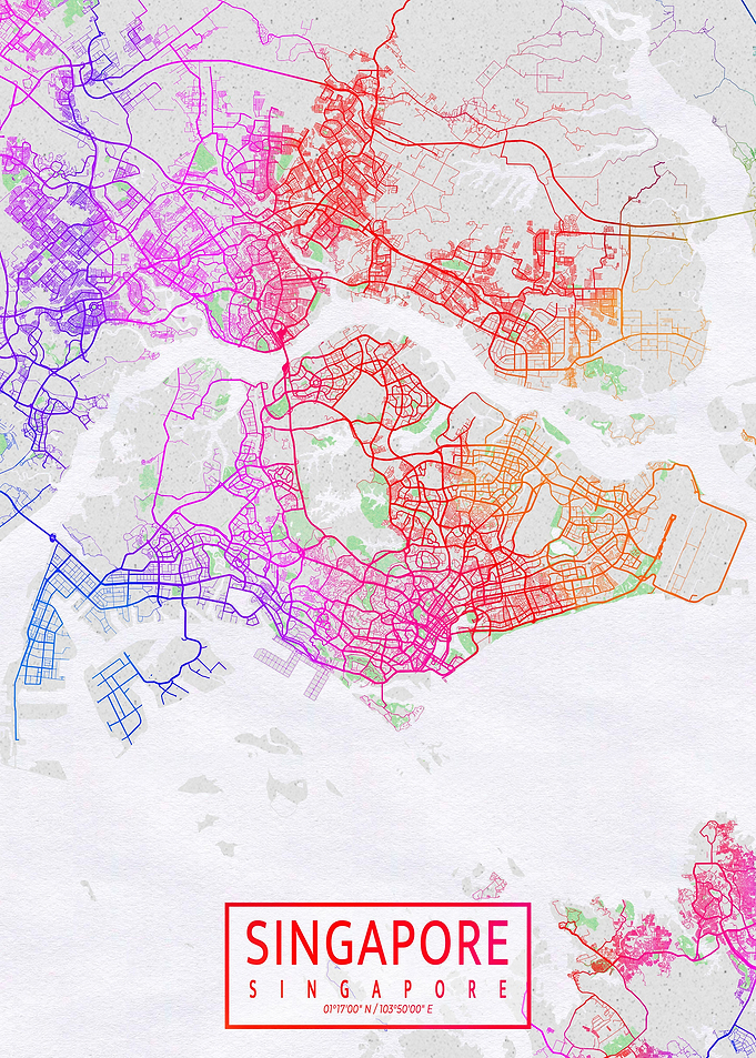 Singapore Map Colorful