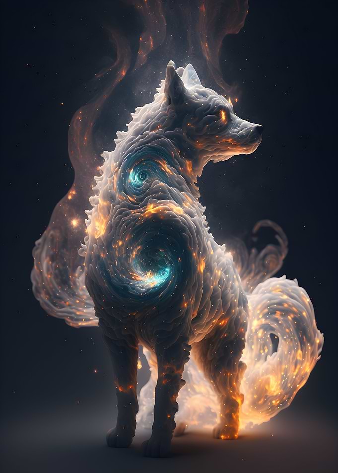 Fantasy Dog Made Of Stars
