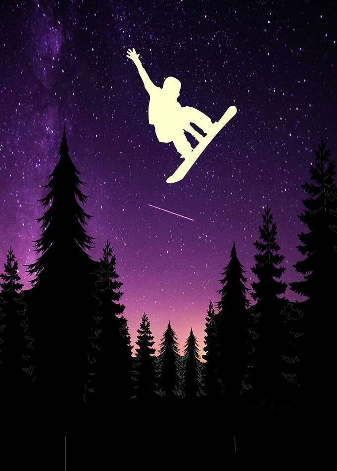 Purple Space Snowboarder