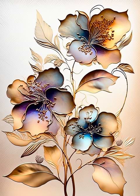 Golden Bloom — metal poster wall art