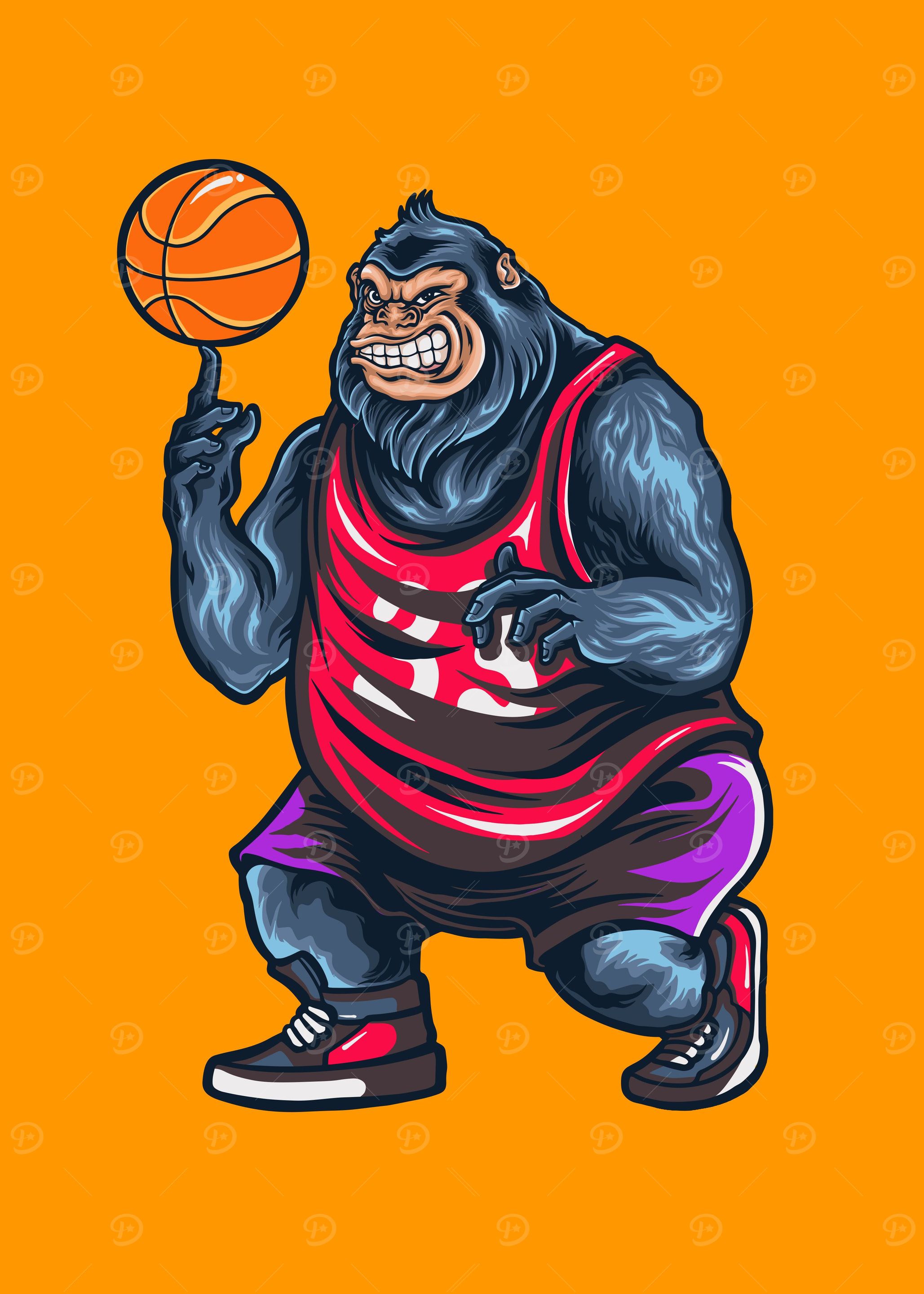 Gorilla playing basketball