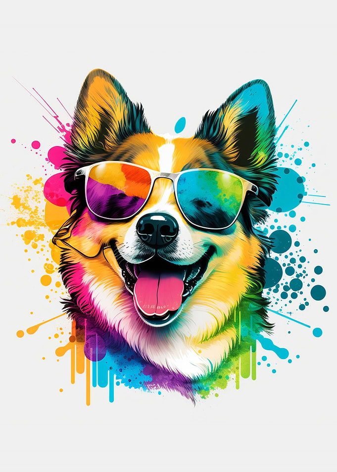 Happy Colorful Dog painted