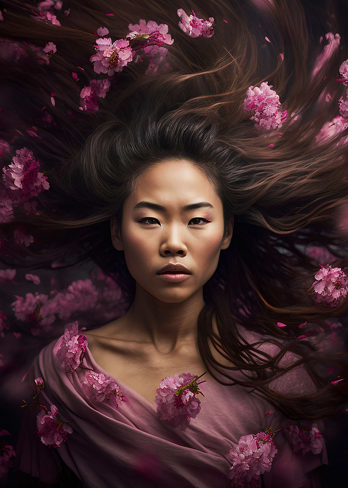 Geisha with flowers