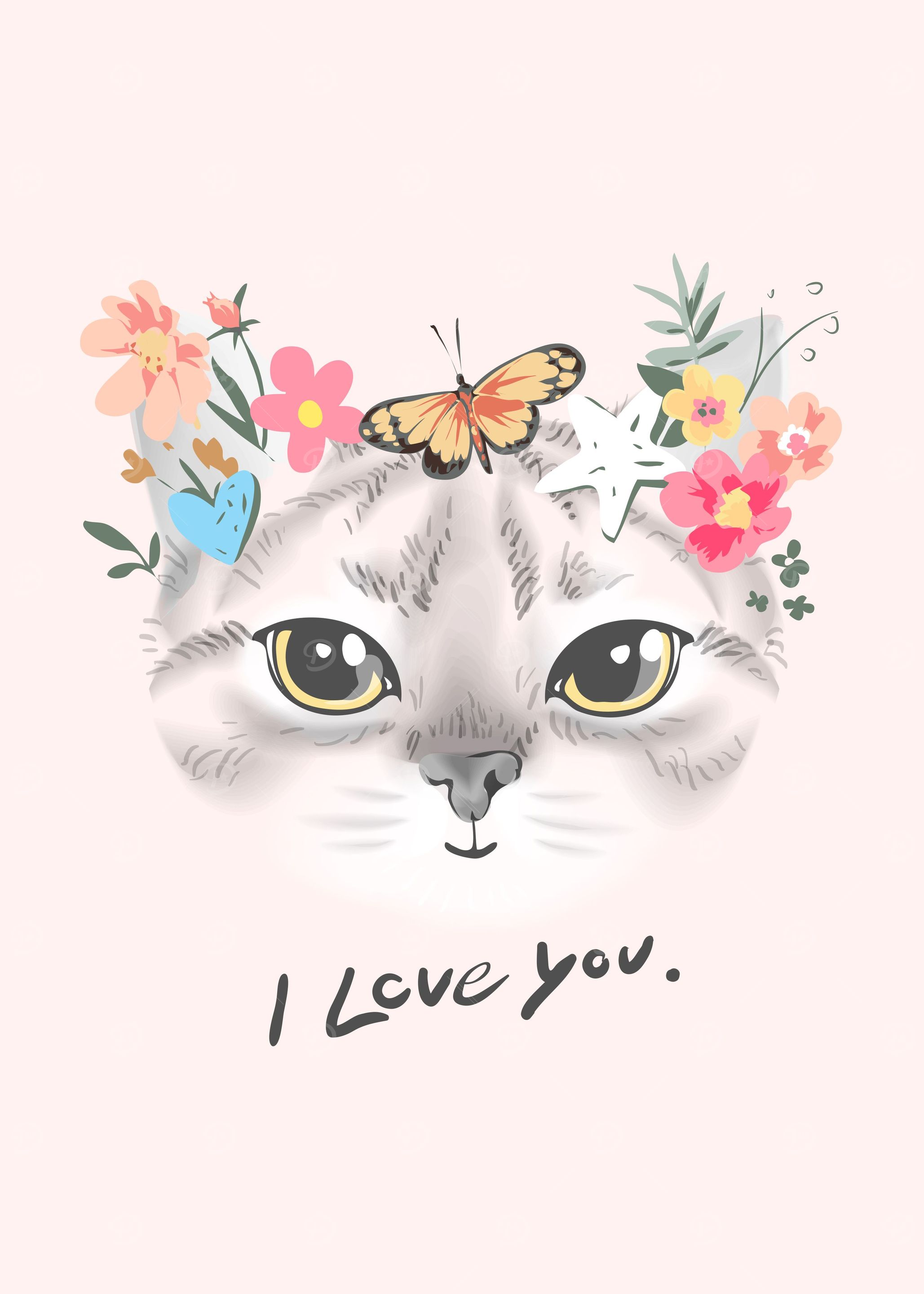 Cute cat face flowers