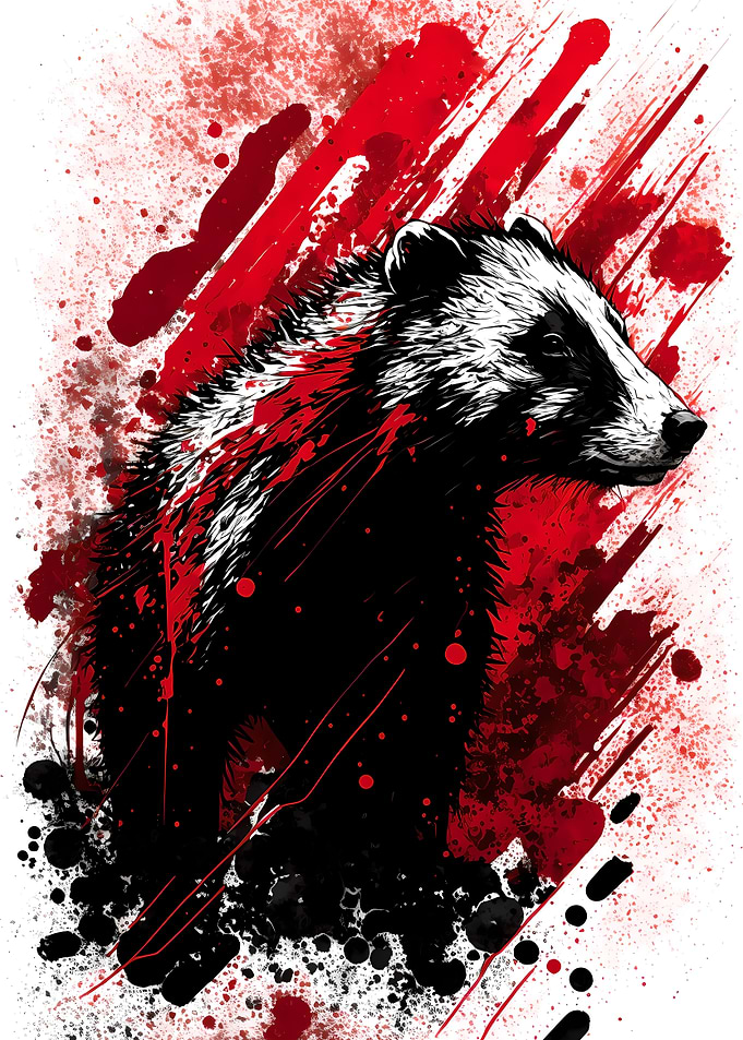 Ink Painting of A Badger