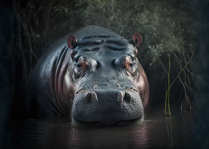 Hippo in the water