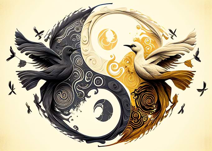 Yin Yang with birds