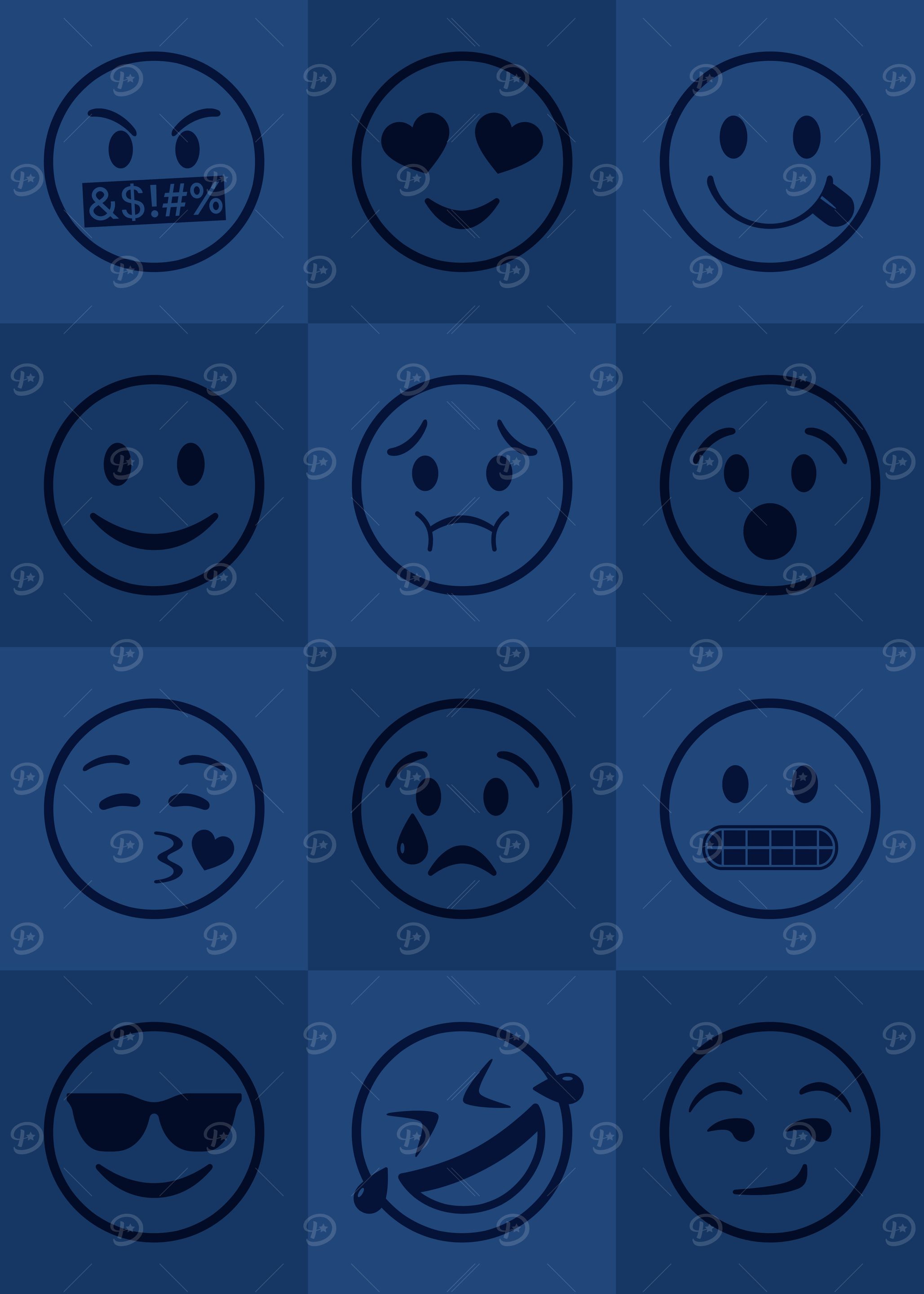 Emoji Expressions Blue