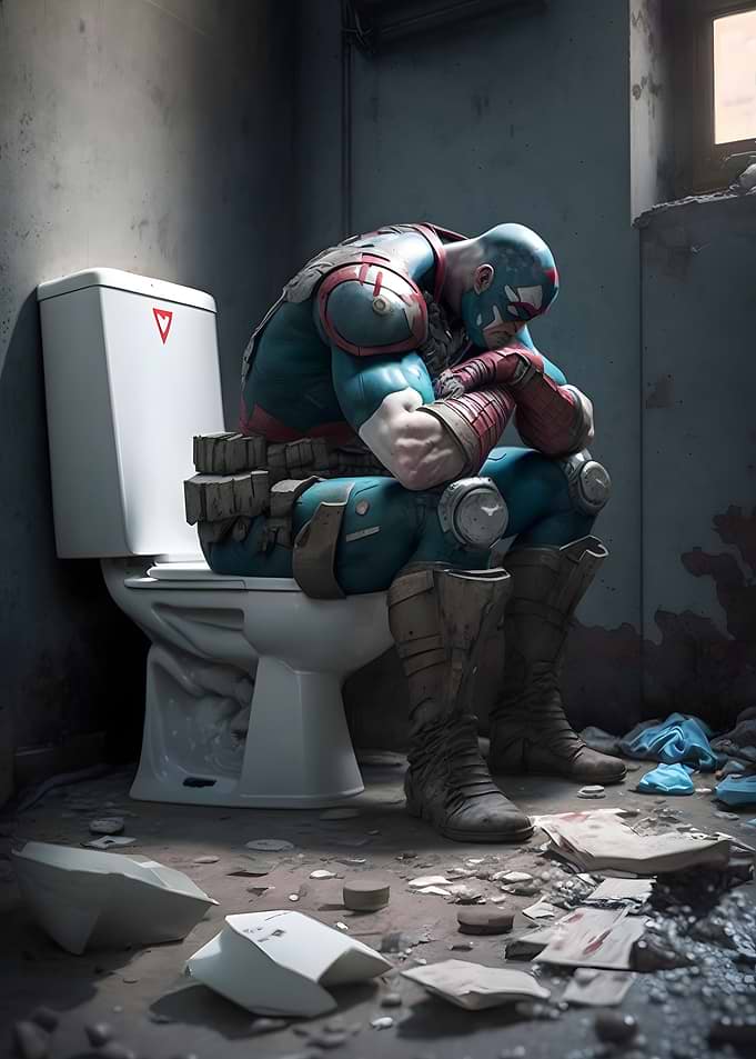 Superhero on Toilet