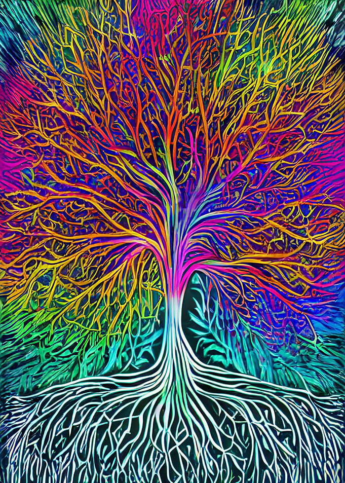 Colorful Tree with Roots
