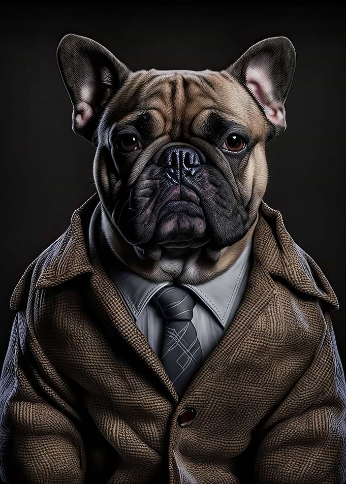 French Bulldog in Men Suit