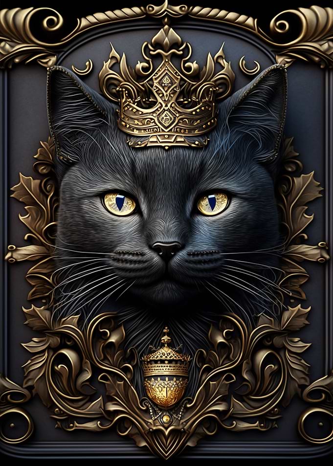 Black Cat Golden Art Deco