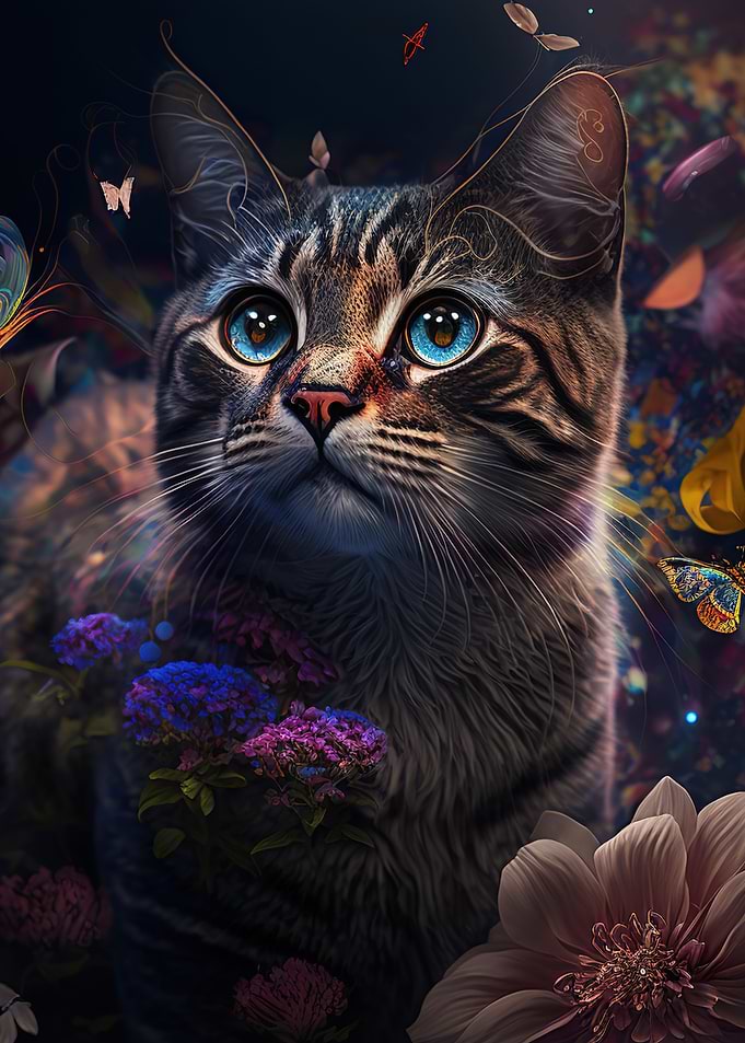 butterfly and cat