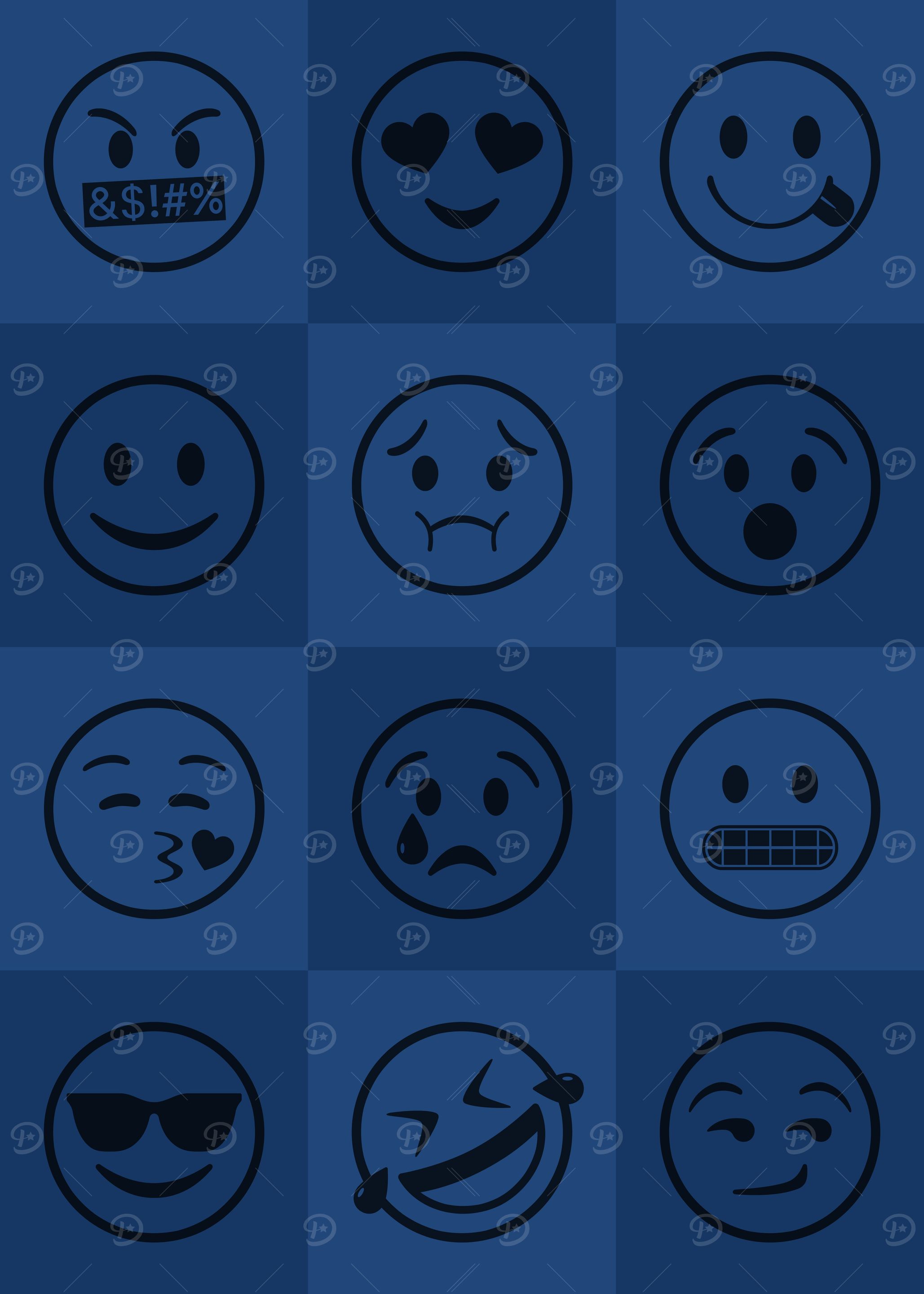 Emoji Expressions Blue