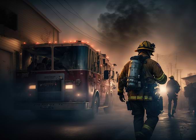Firemen At a Fire Scene