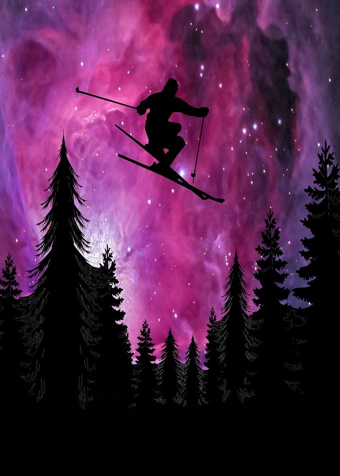 Skier Jump Pink Space