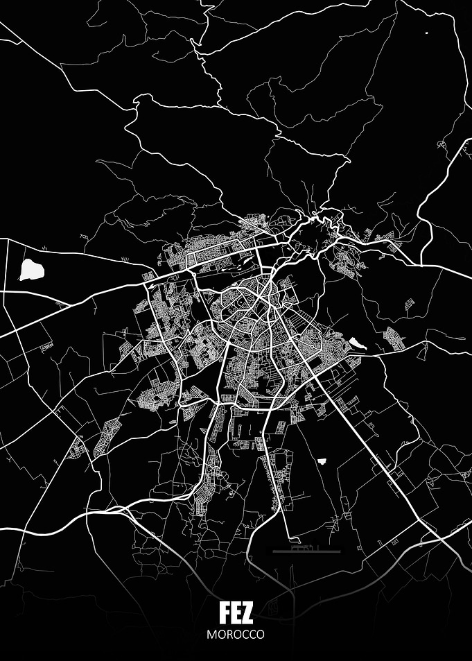 Fez Morocco Dark Map