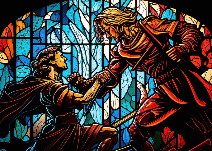 Stained Glass Fight Scene