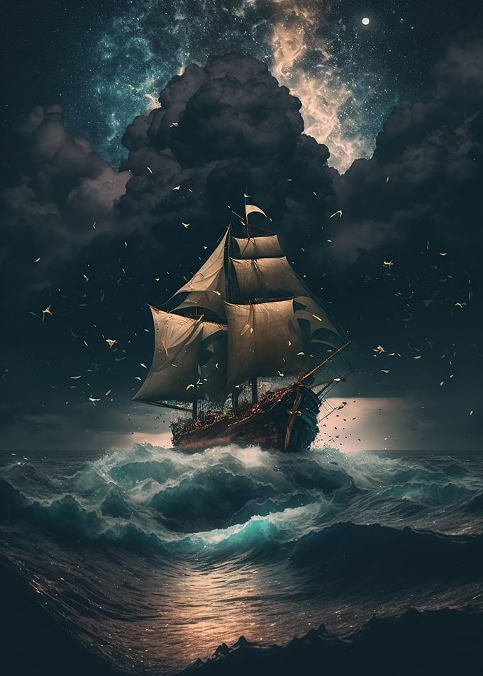 Boat and Huge waves