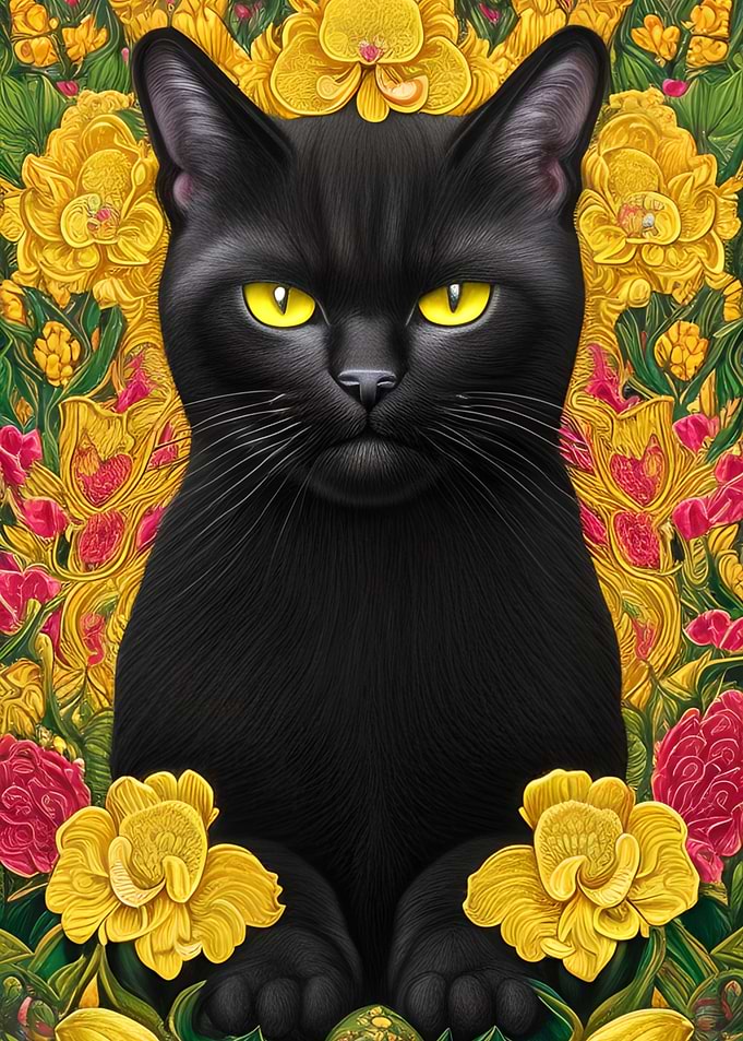 Adorable black hunting cat