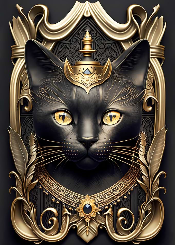 Queen Cat Golden Art Deco