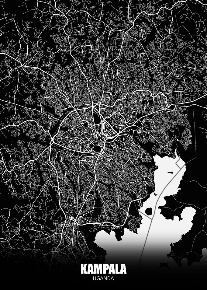Kampala Uganda Dark Map