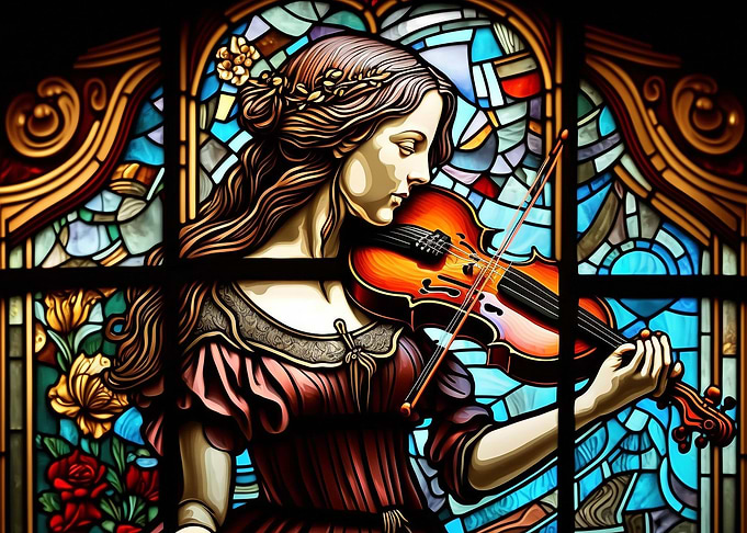 Violinist in Stained Glass