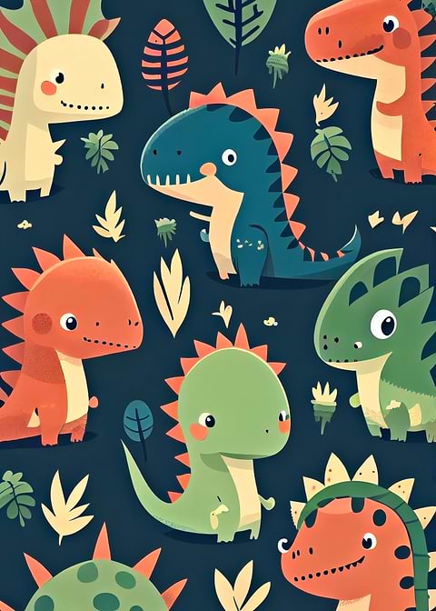 Dino Parade — kids room metal wall art
