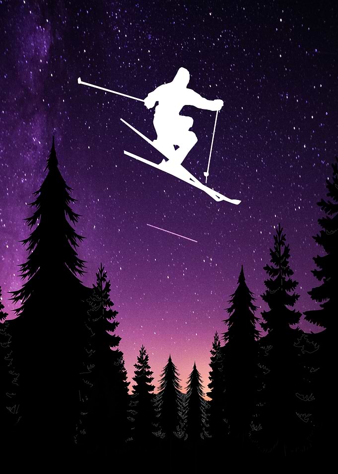 Skiing in Purple Sky