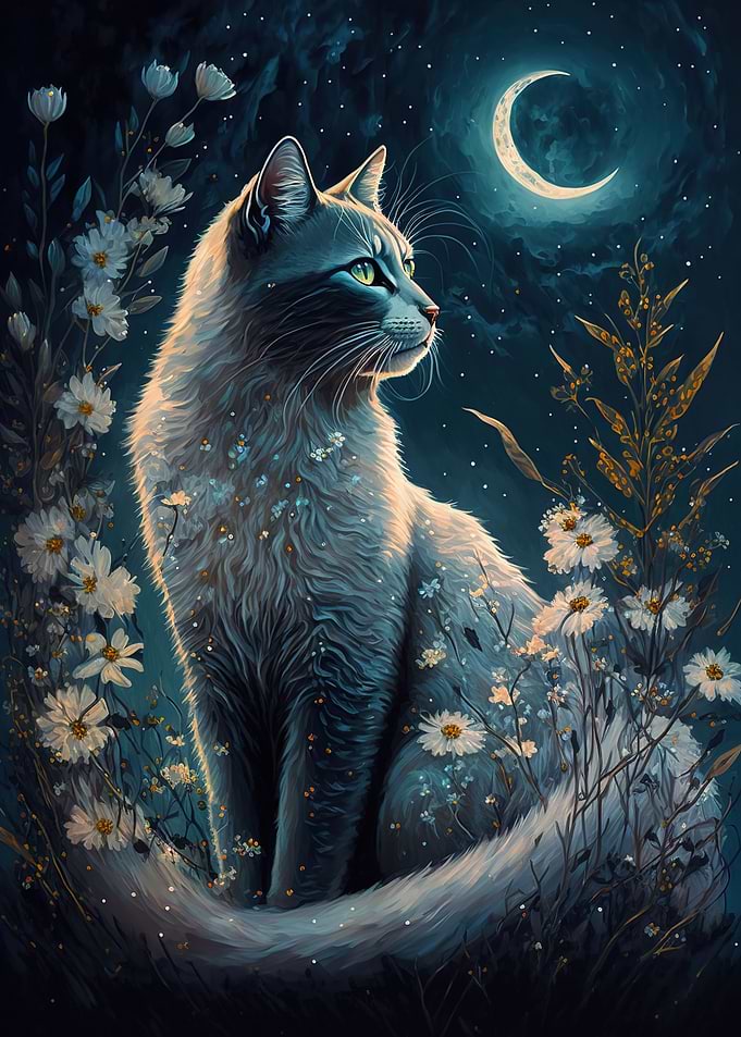 cat and flower neon