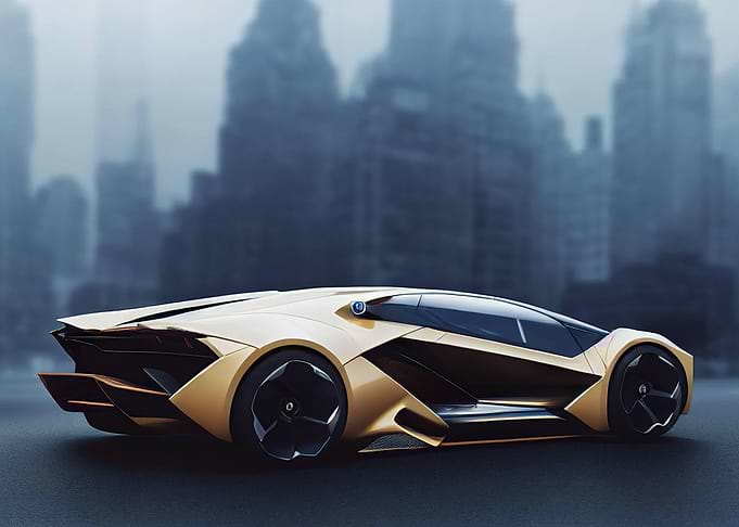 Golden Ferrari in the city