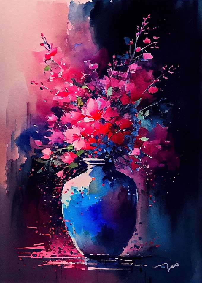 Pink Blue Florals