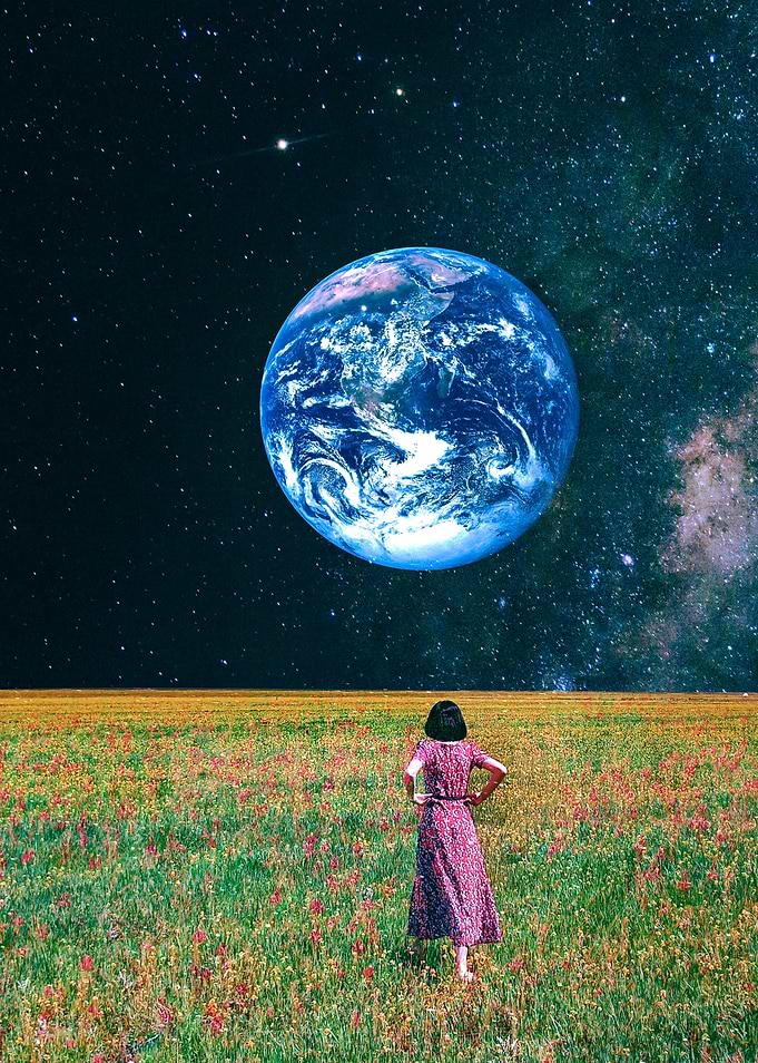 Green Field in outer space