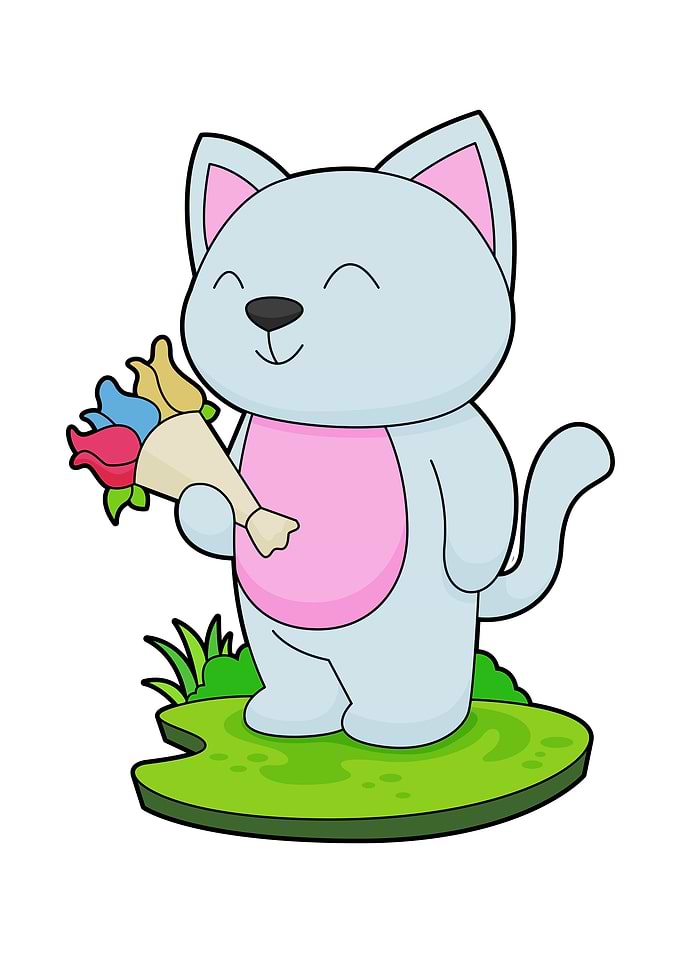 Cat Bunch of Flowers