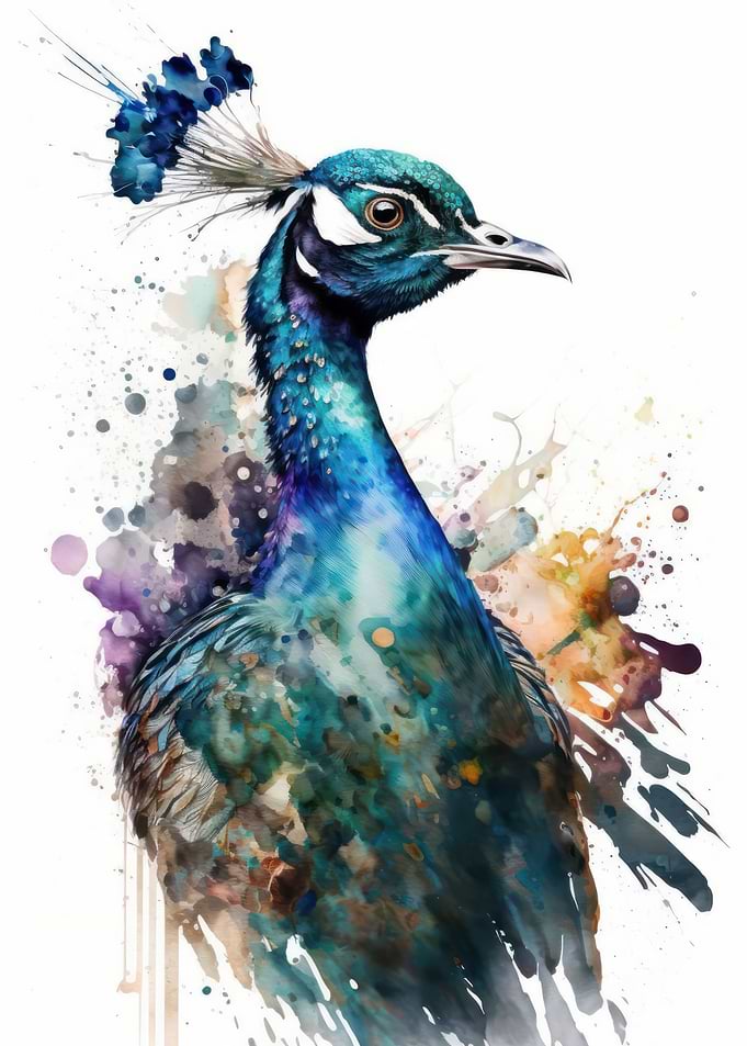 Bird Peacock watercolor