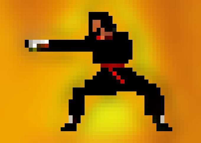 Pixel art karateka fighter