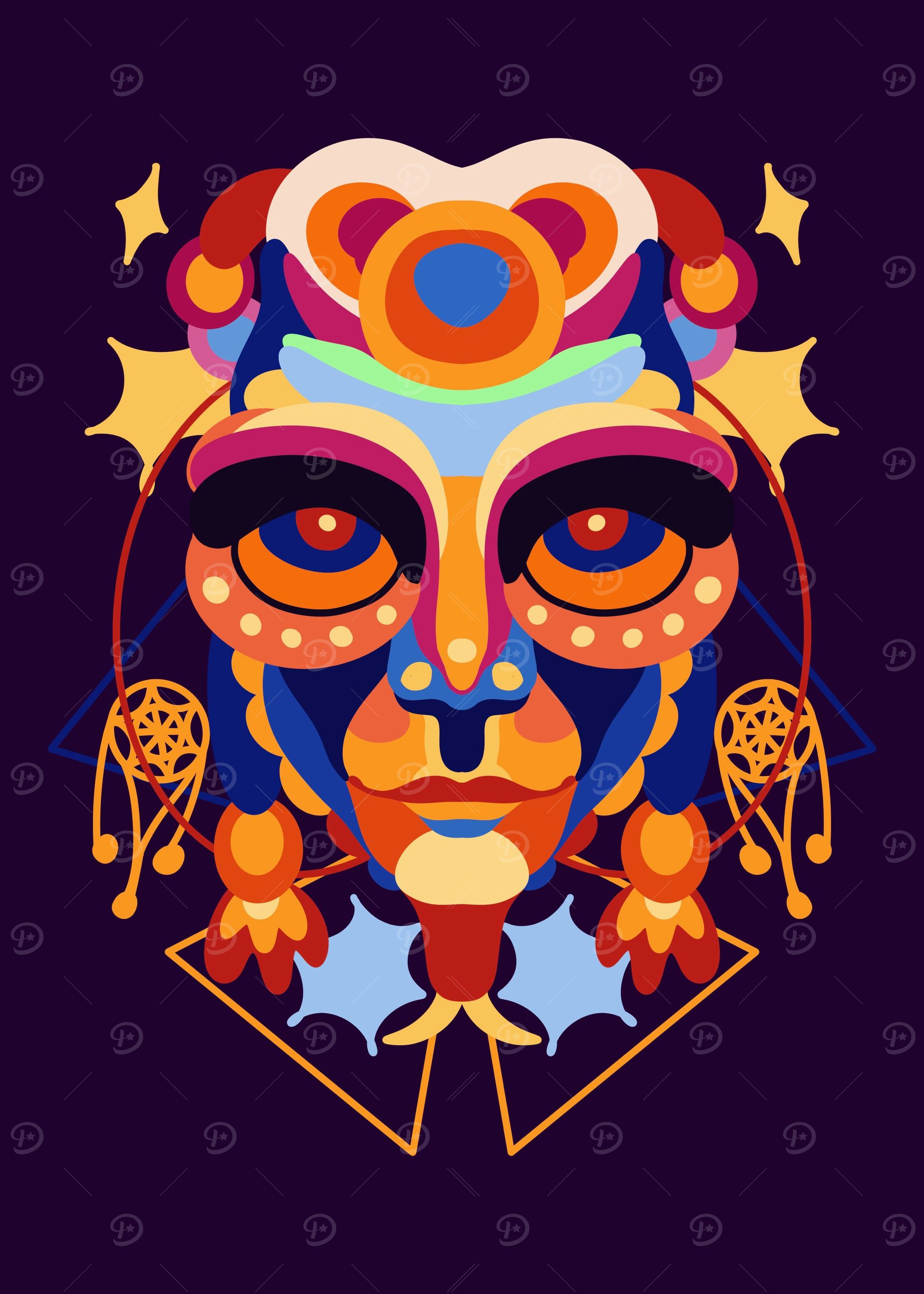 Ethnic masks retro color