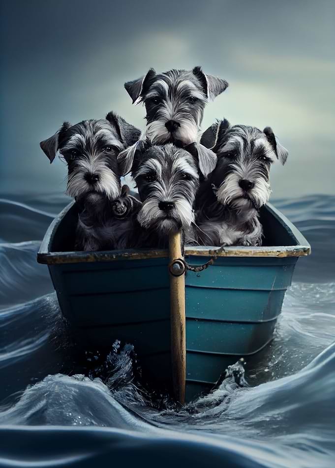 Schnauzer Pups Afloat