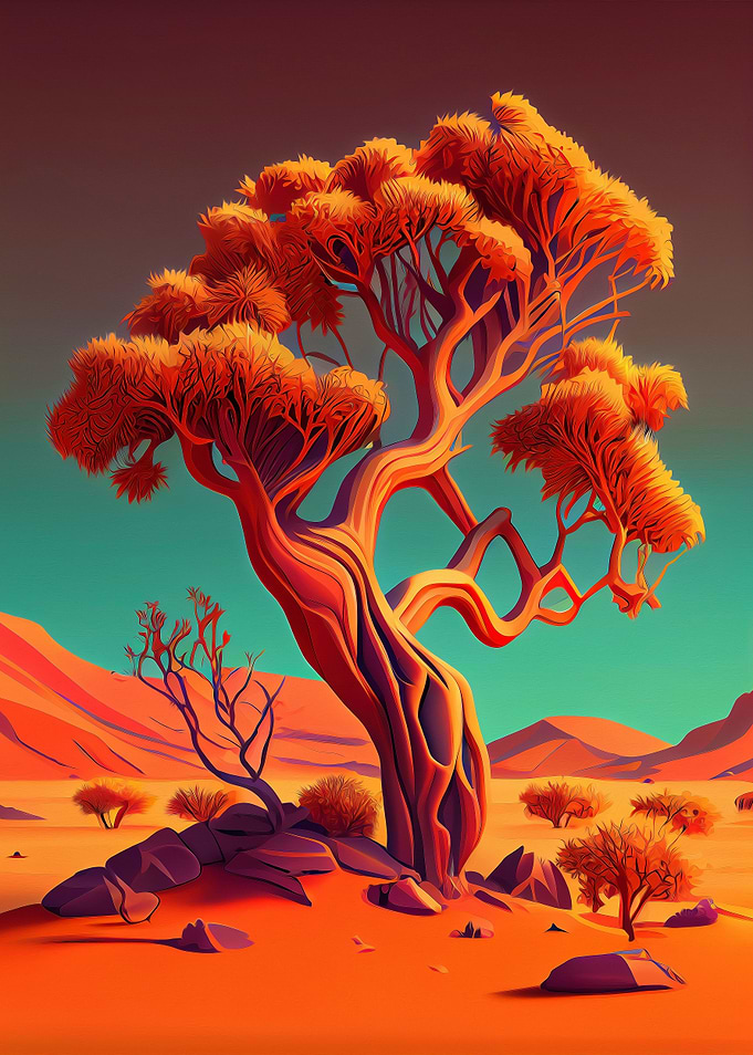 Bright Orange Baobab Tree