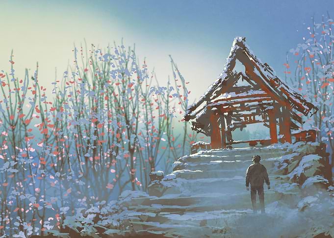 Fantasy temple ruins