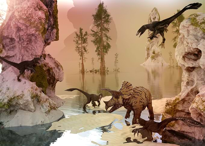 Raptor dinosaur hunting