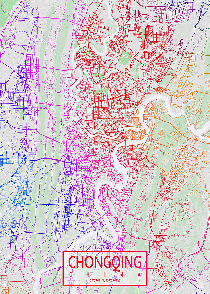 Chongqing Map Colorful