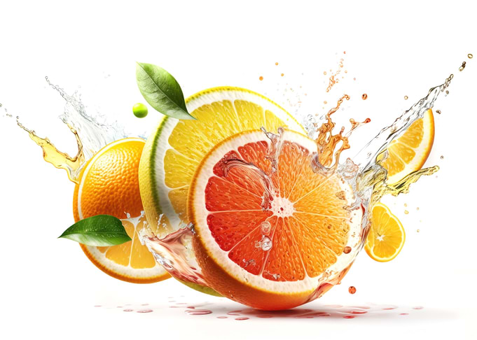 Fruits splashing of juice