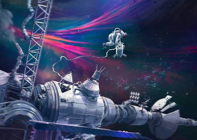 Sci Fi astronaut rocket