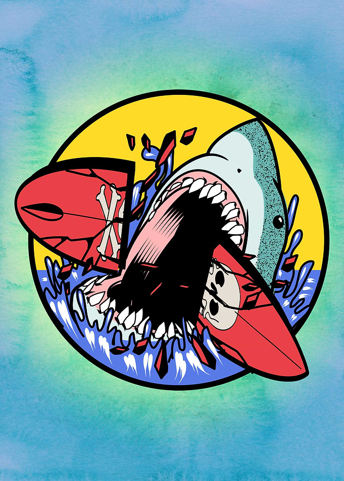 Shark Attack Surfboard